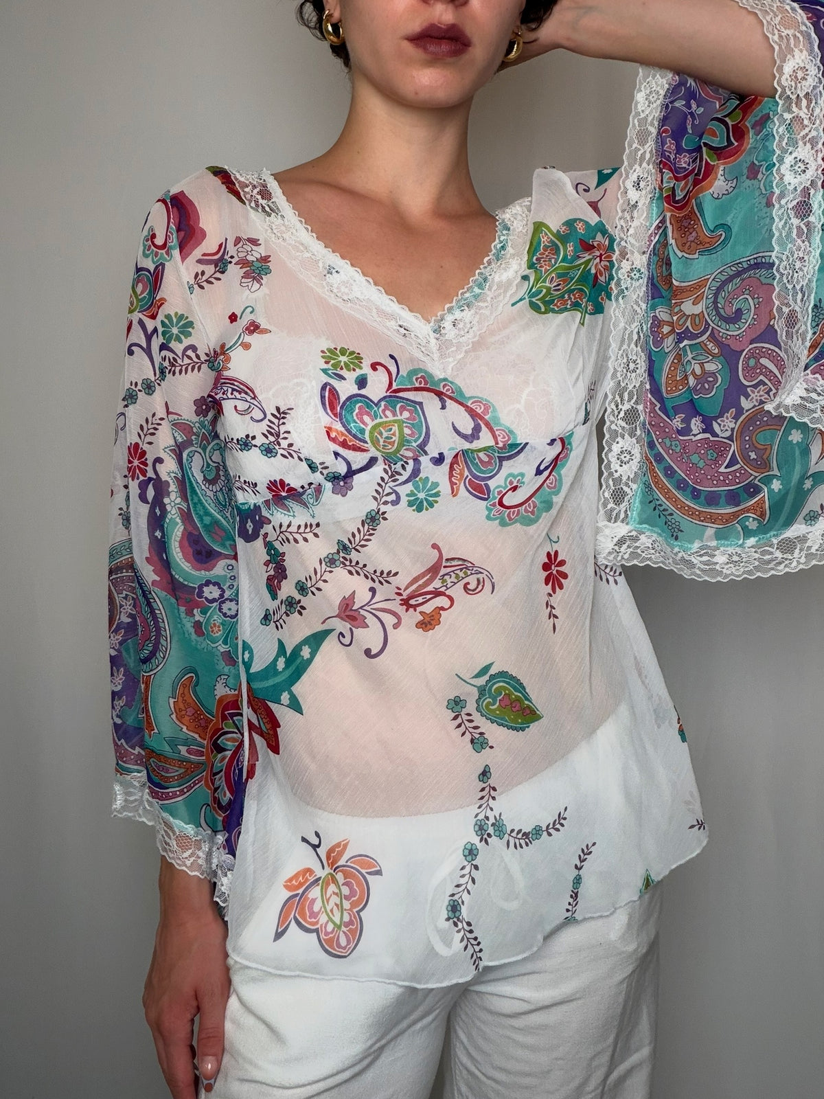 Top fluide imprimé M vintage