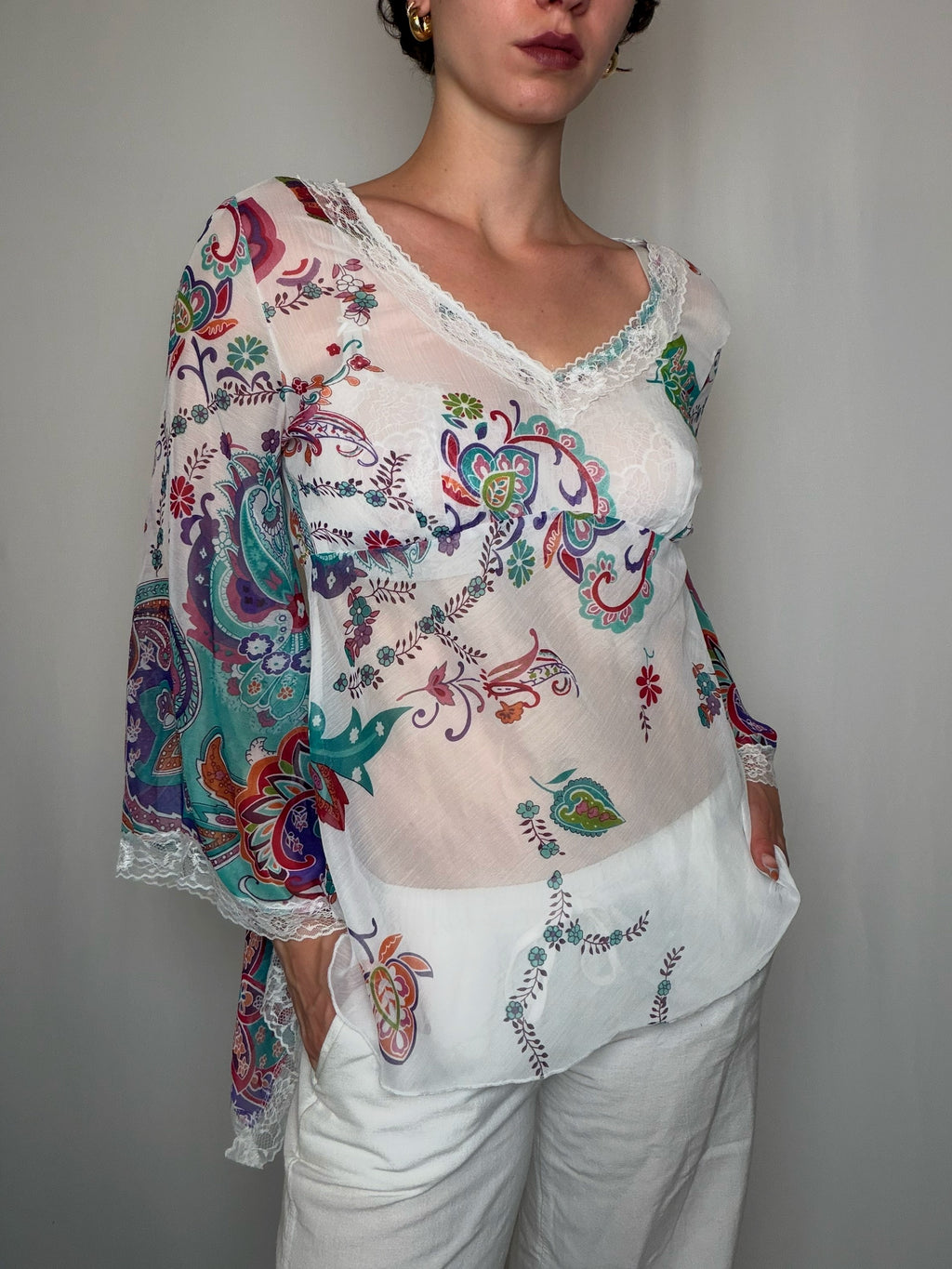 Top fluide imprimé M vintage