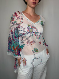 Top fluide imprimé M vintage