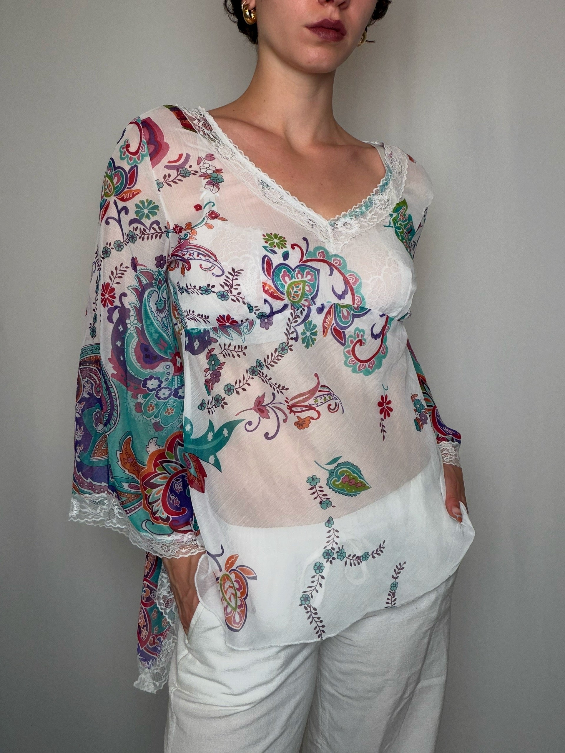 Top fluide imprimé M vintage