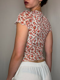 Top en mesh a fleurs M vintage