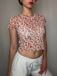 Top en mesh a fleurs M vintage