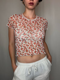 Top en mesh a fleurs M vintage