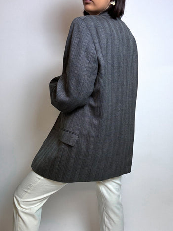 Vintage gray wool herringbone blazer M