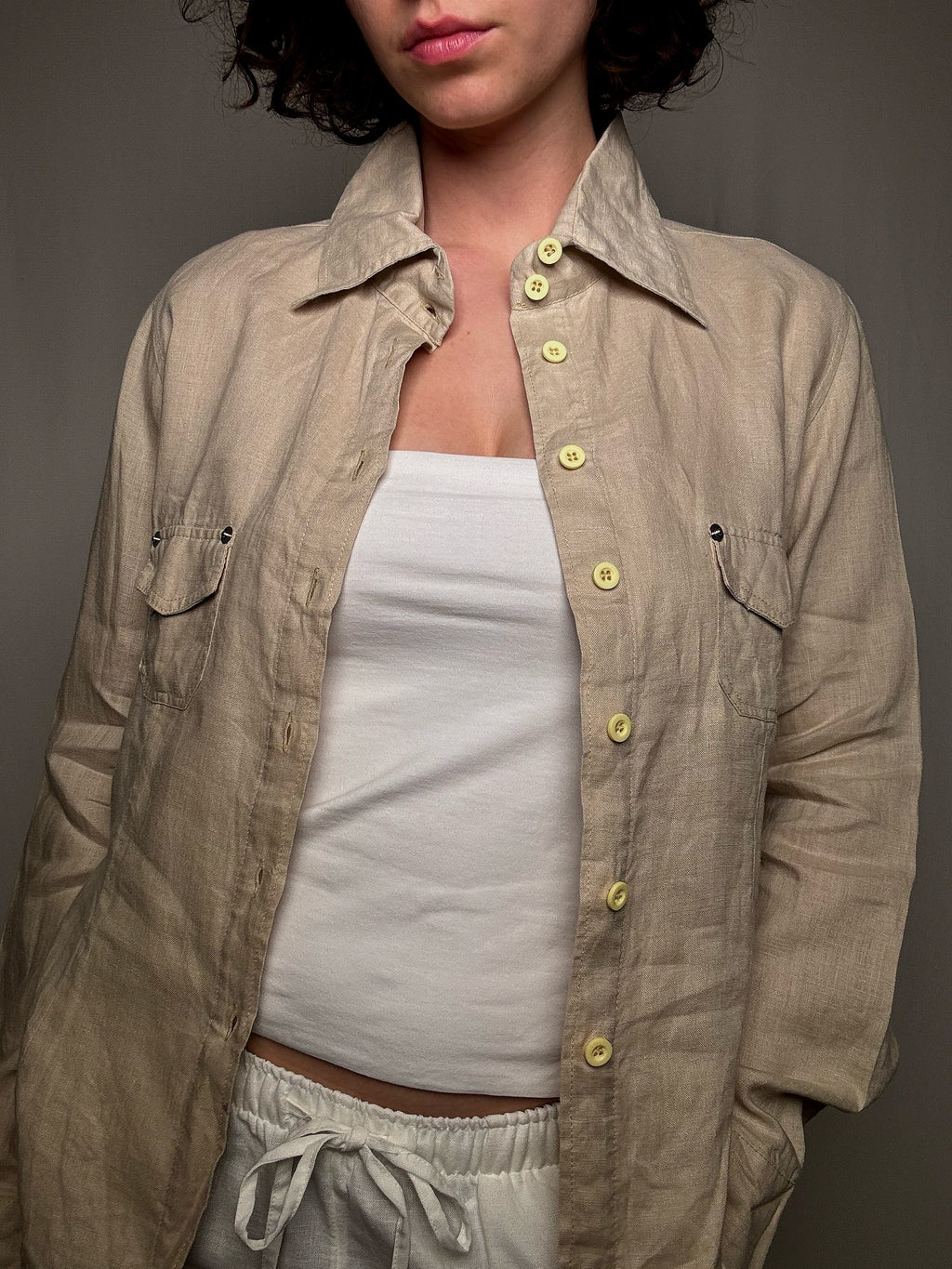 Chemise en lin beige M/ö vintage