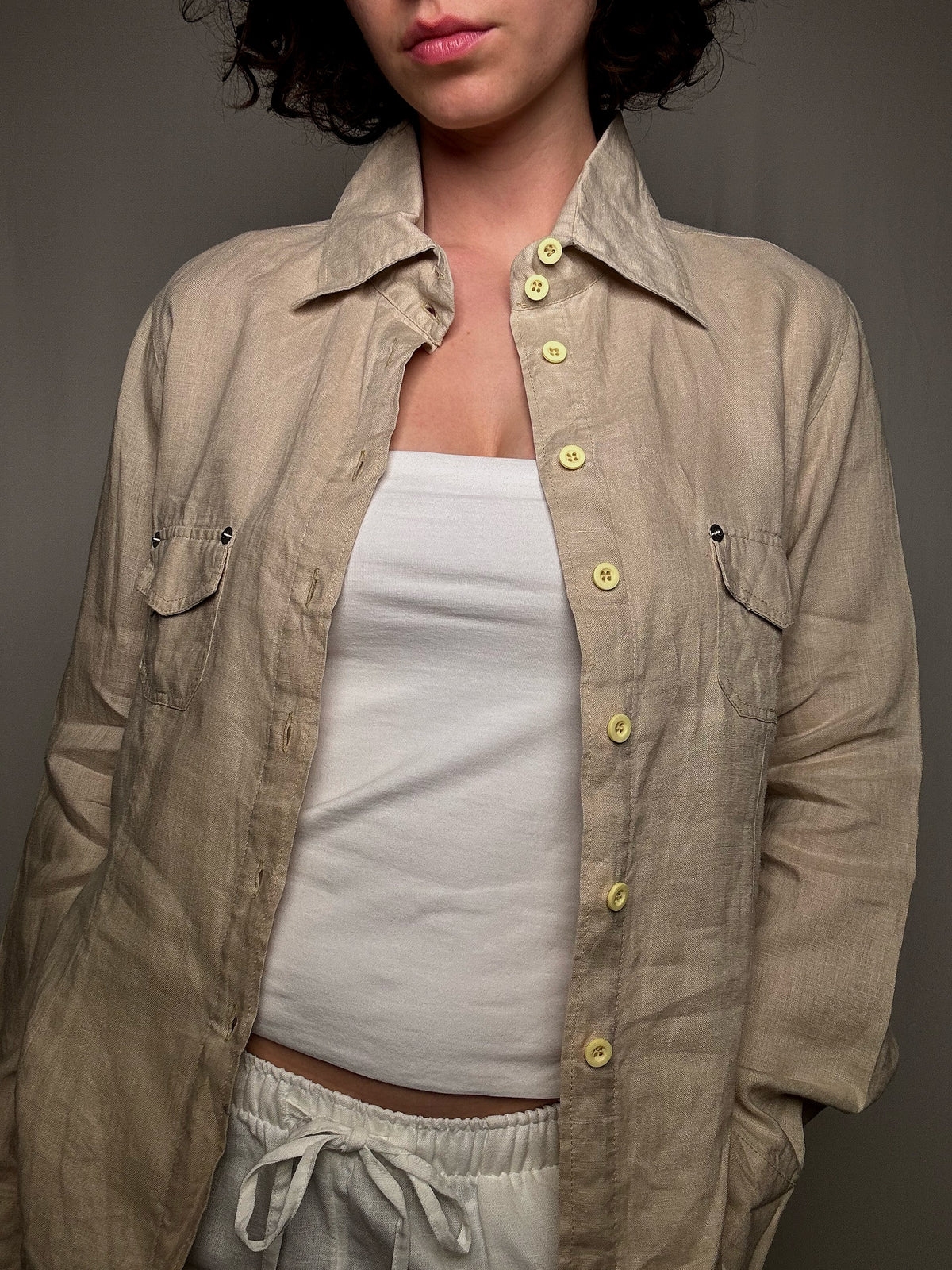 Chemise en lin beige M/ö vintage