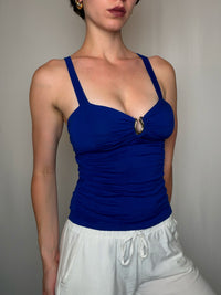 Top à bretelles bleu M vintage