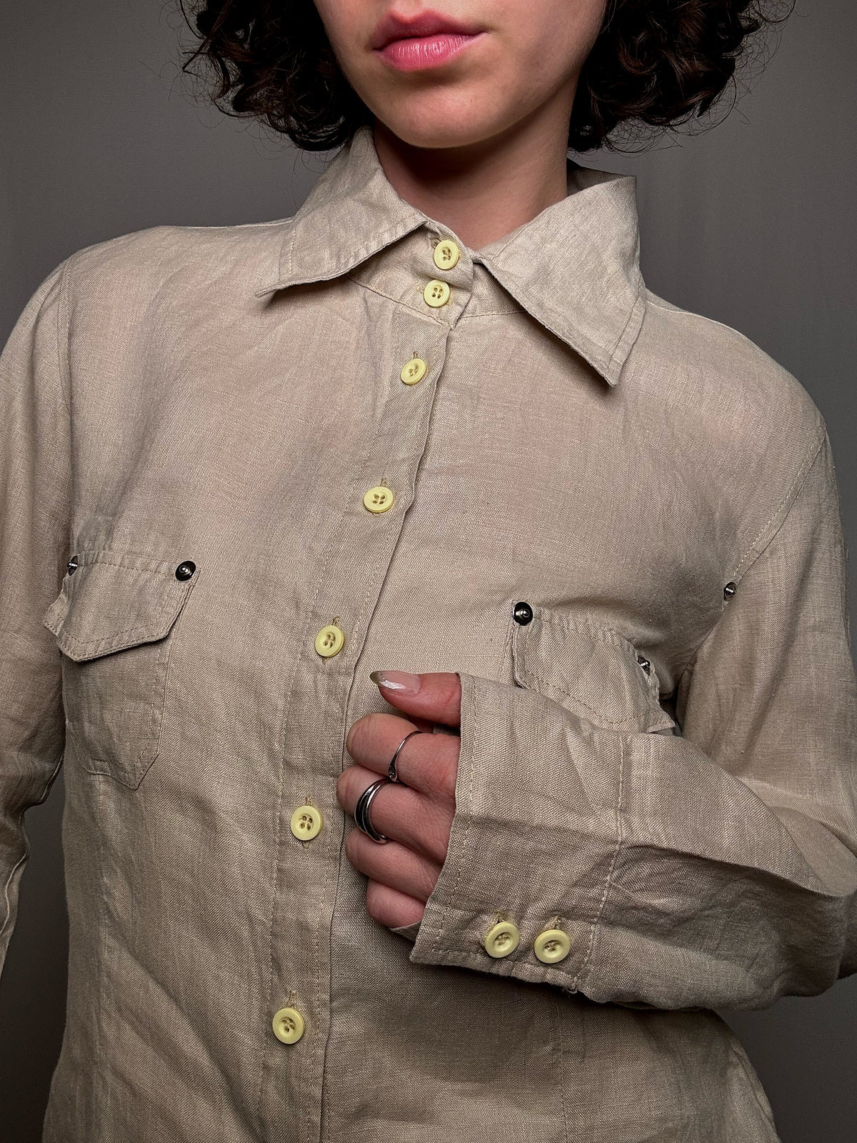 Chemise en lin beige M/ö vintage