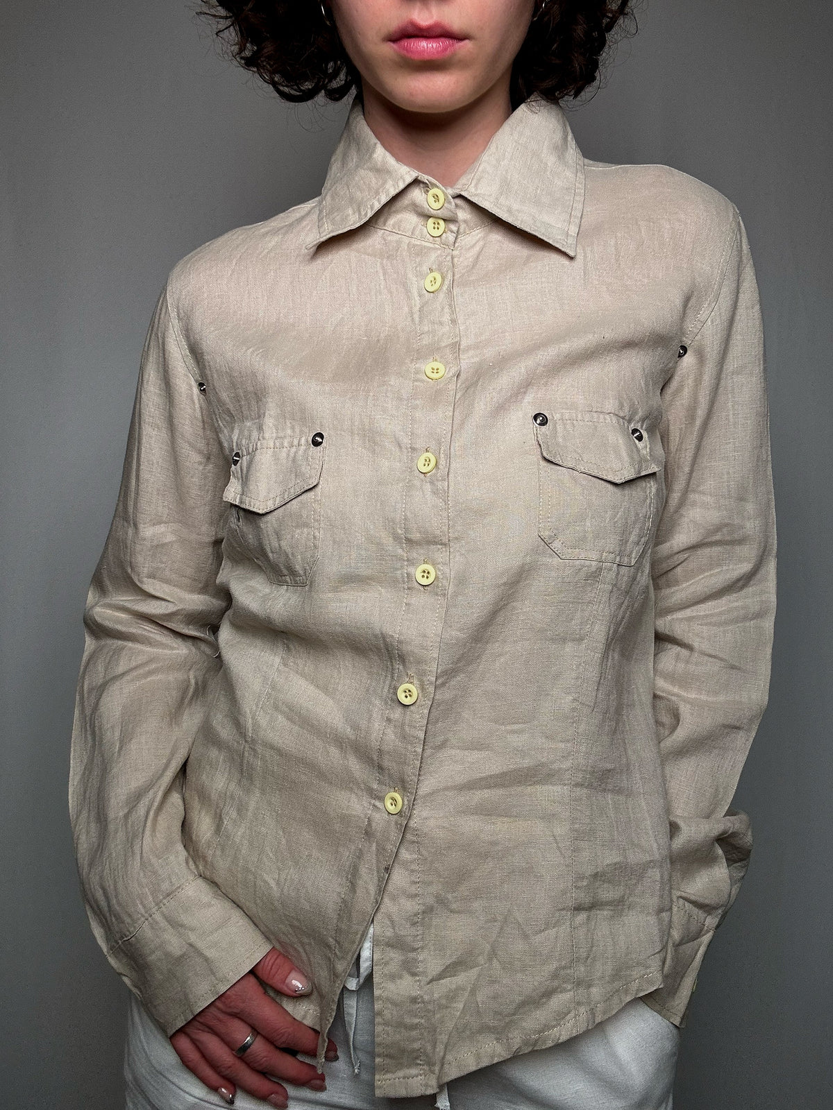 Chemise en lin beige M/ö vintage