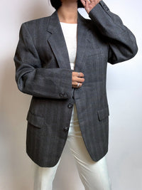 Vintage gray wool herringbone blazer M
