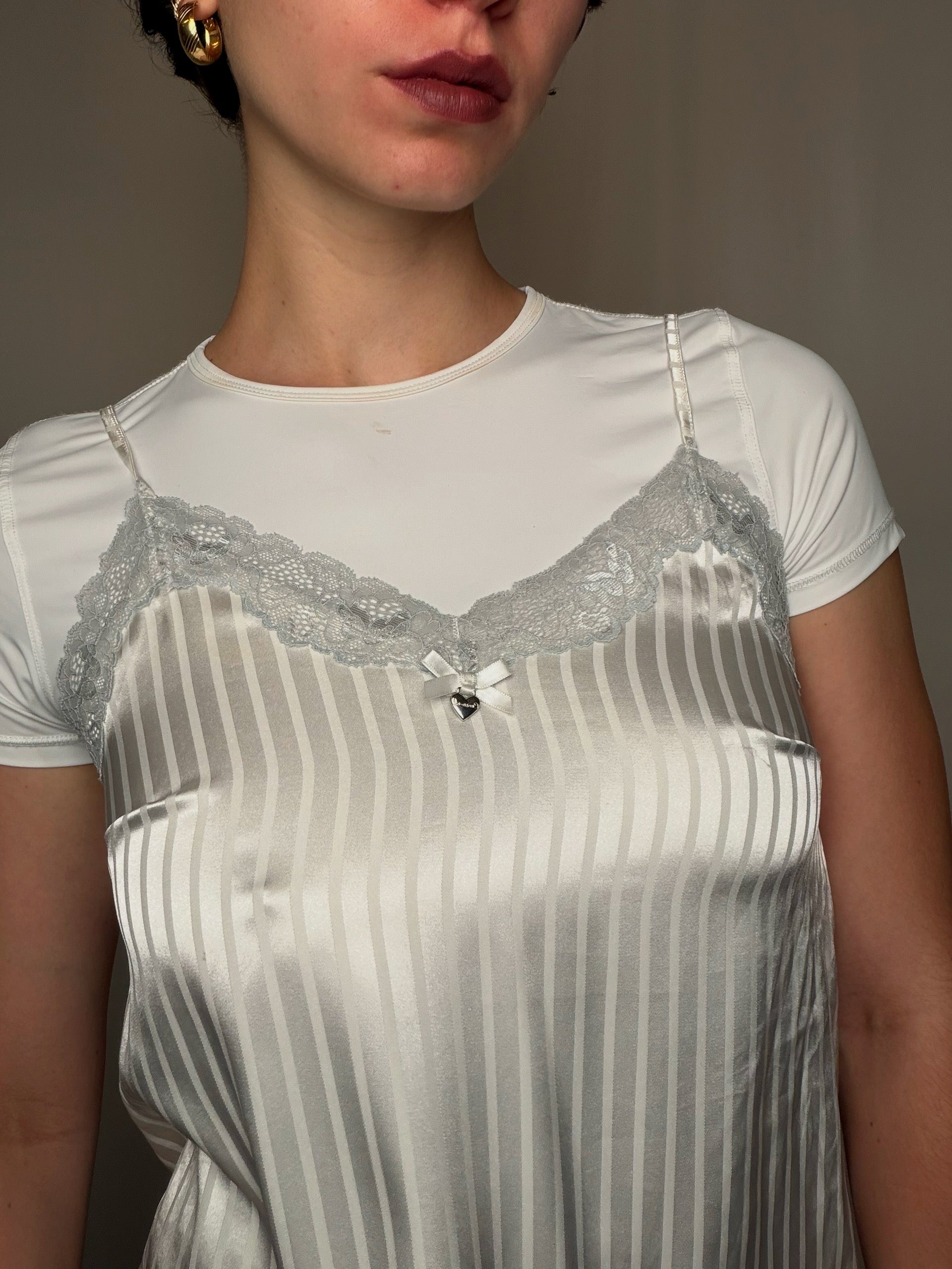 Top a bretelles satiné blanc XS vintage