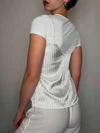 Top a bretelles satiné blanc XS vintage