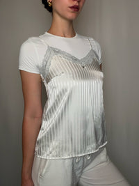 Top a bretelles satiné blanc XS vintage