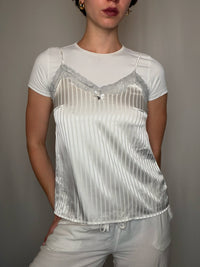 Top a bretelles satiné blanc XS vintage