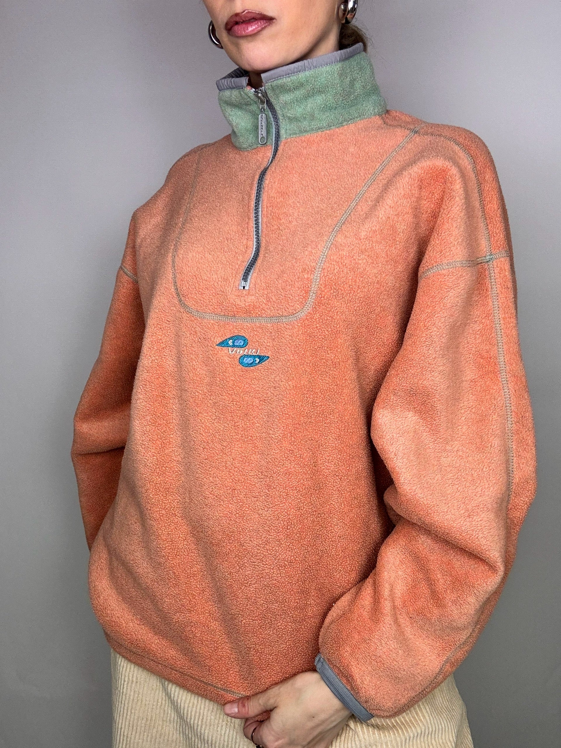 Retro salmon orange fleece S vintage