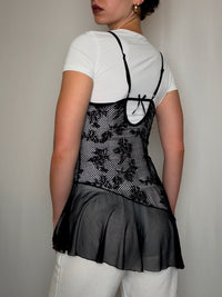 Top en résille noire S/M vintage