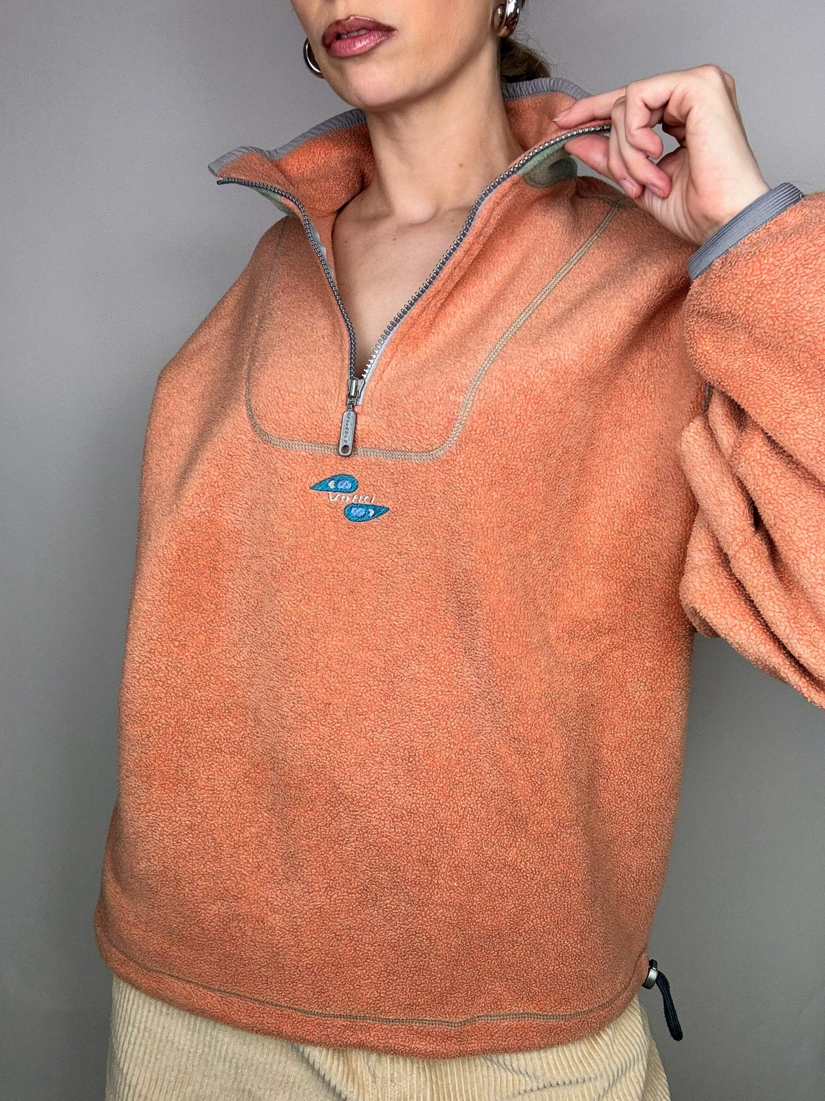 Retro salmon orange fleece S vintage