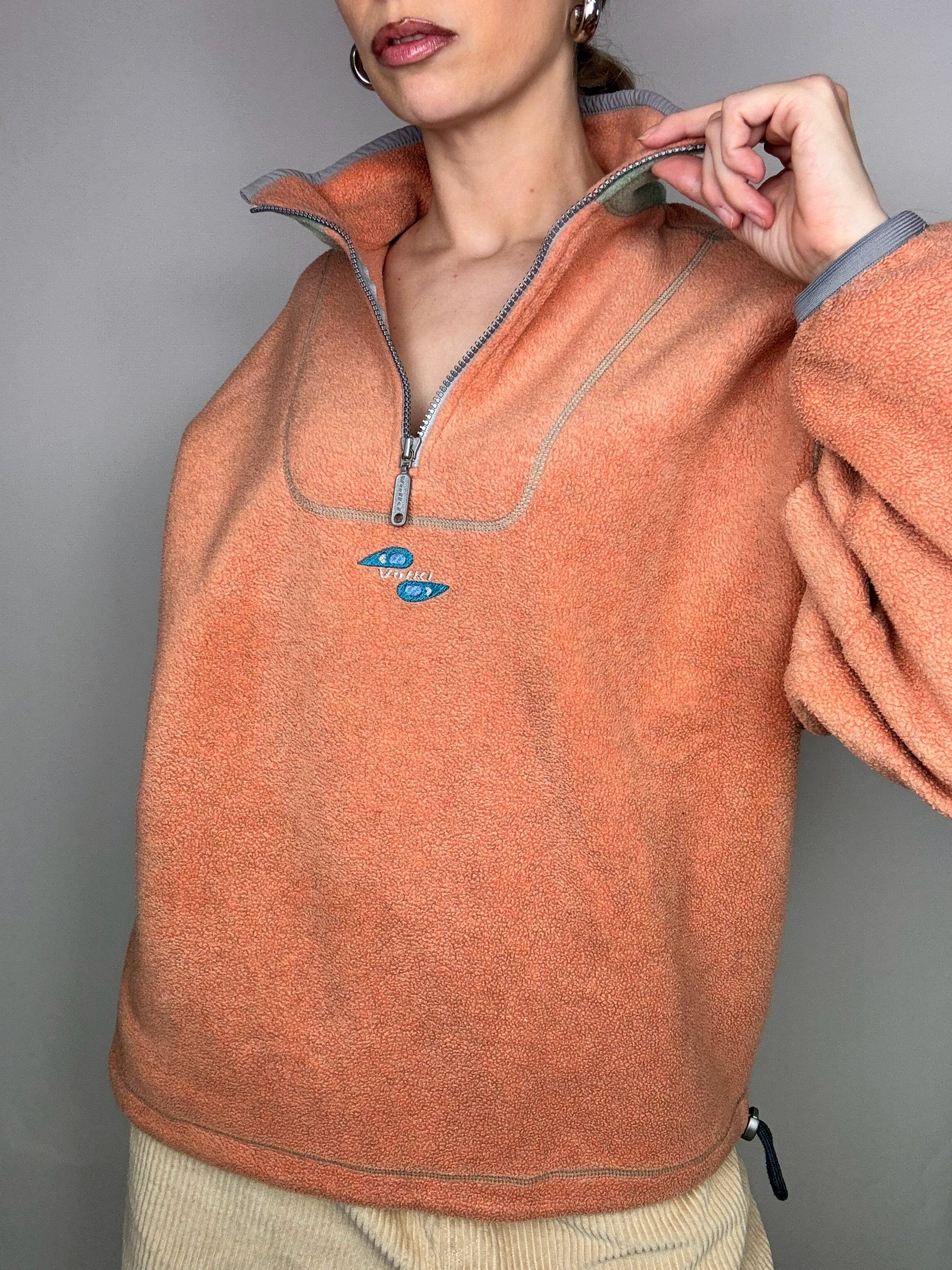 Retro salmon orange fleece S vintage