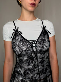 Top en résille noire S/M vintage