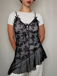 Top en résille noire S/M vintage