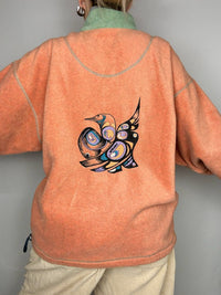 Retro salmon orange fleece S vintage