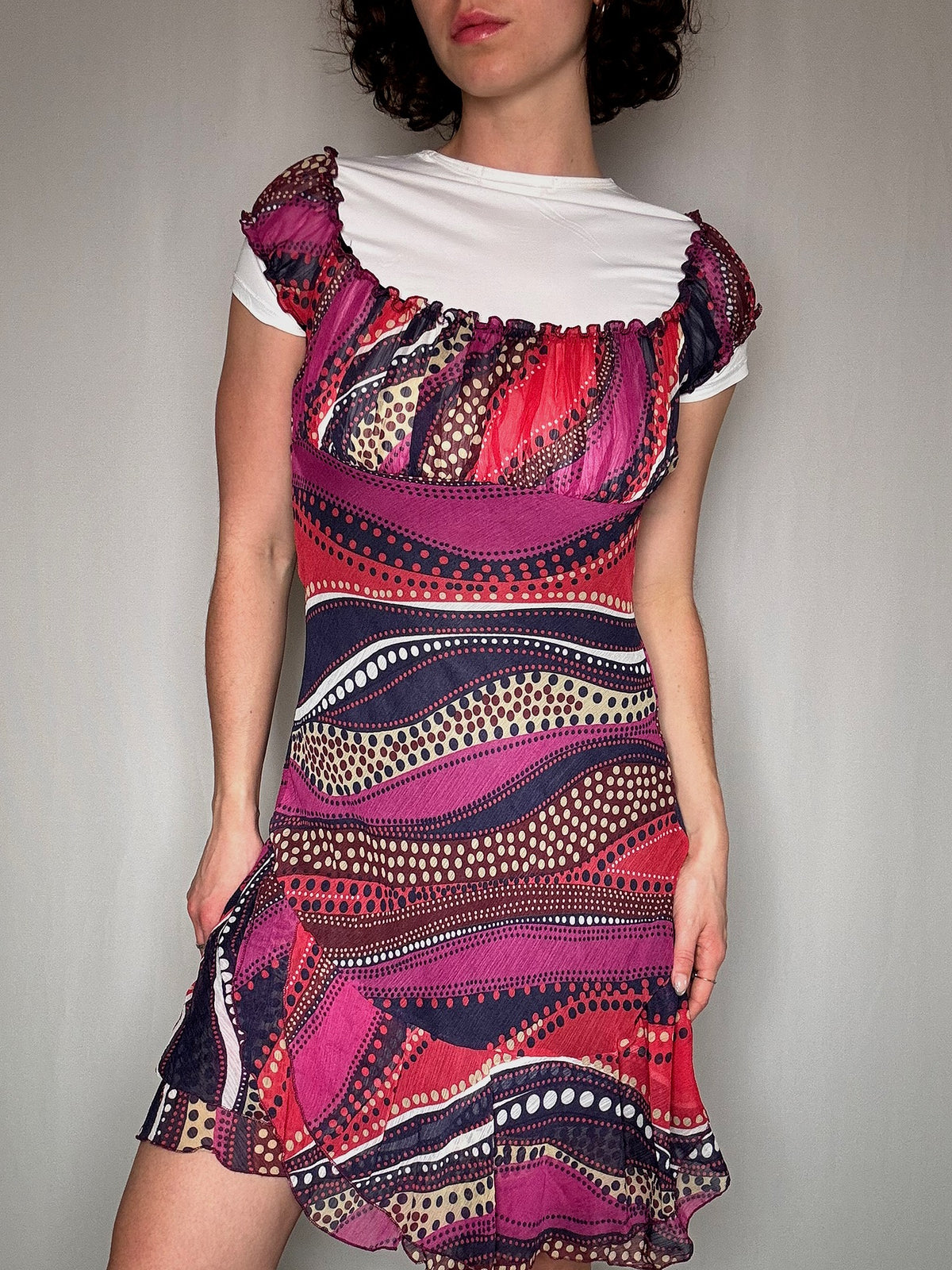 Vintage printed smock dress S/M