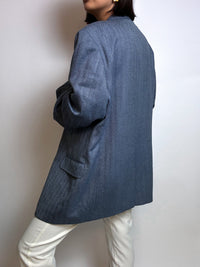 Vintage blue/gray wool herringbone blazer M/L