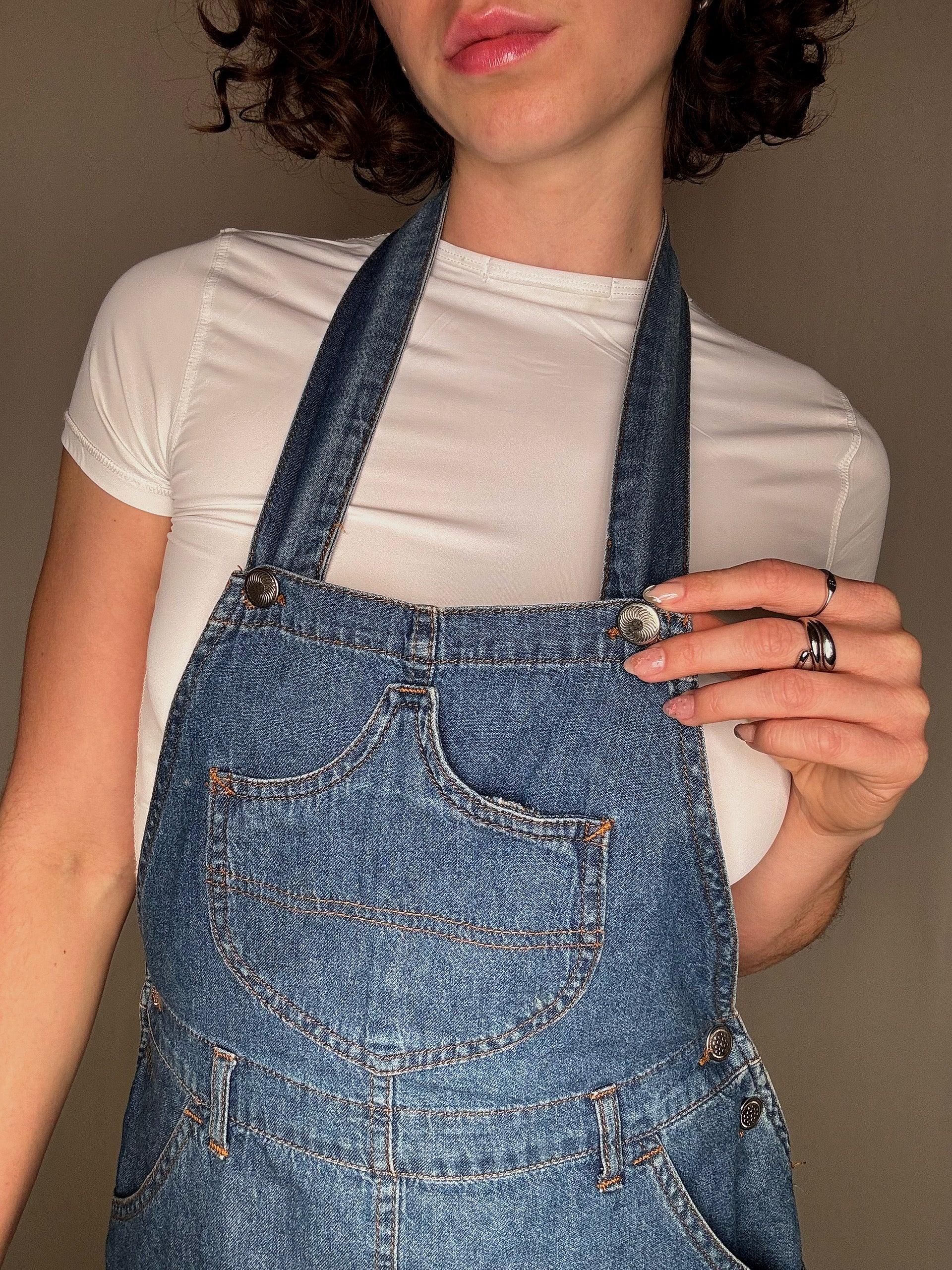 Trägerkleid aus Denim mit Neckholder, Gr. S, Vintage