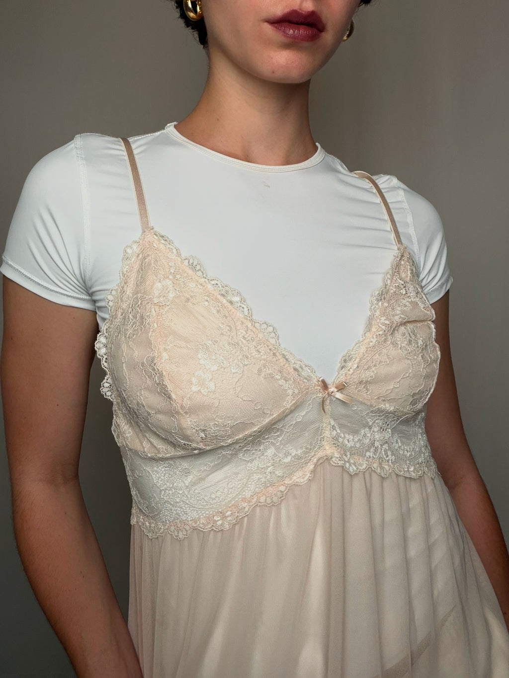 Top nuisette transparent nude M/L vintage