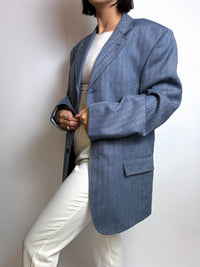 Vintage blue/gray wool herringbone blazer M/L