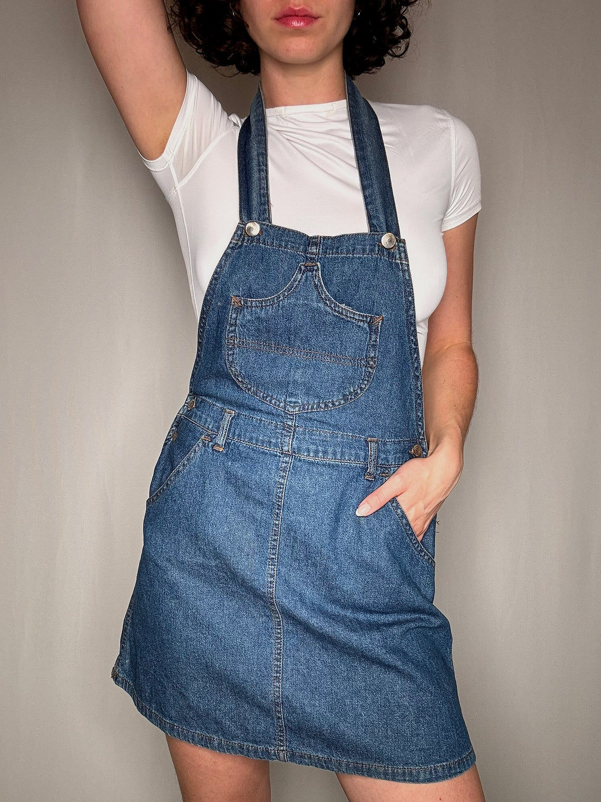 Trägerkleid aus Denim mit Neckholder, Gr. S, Vintage