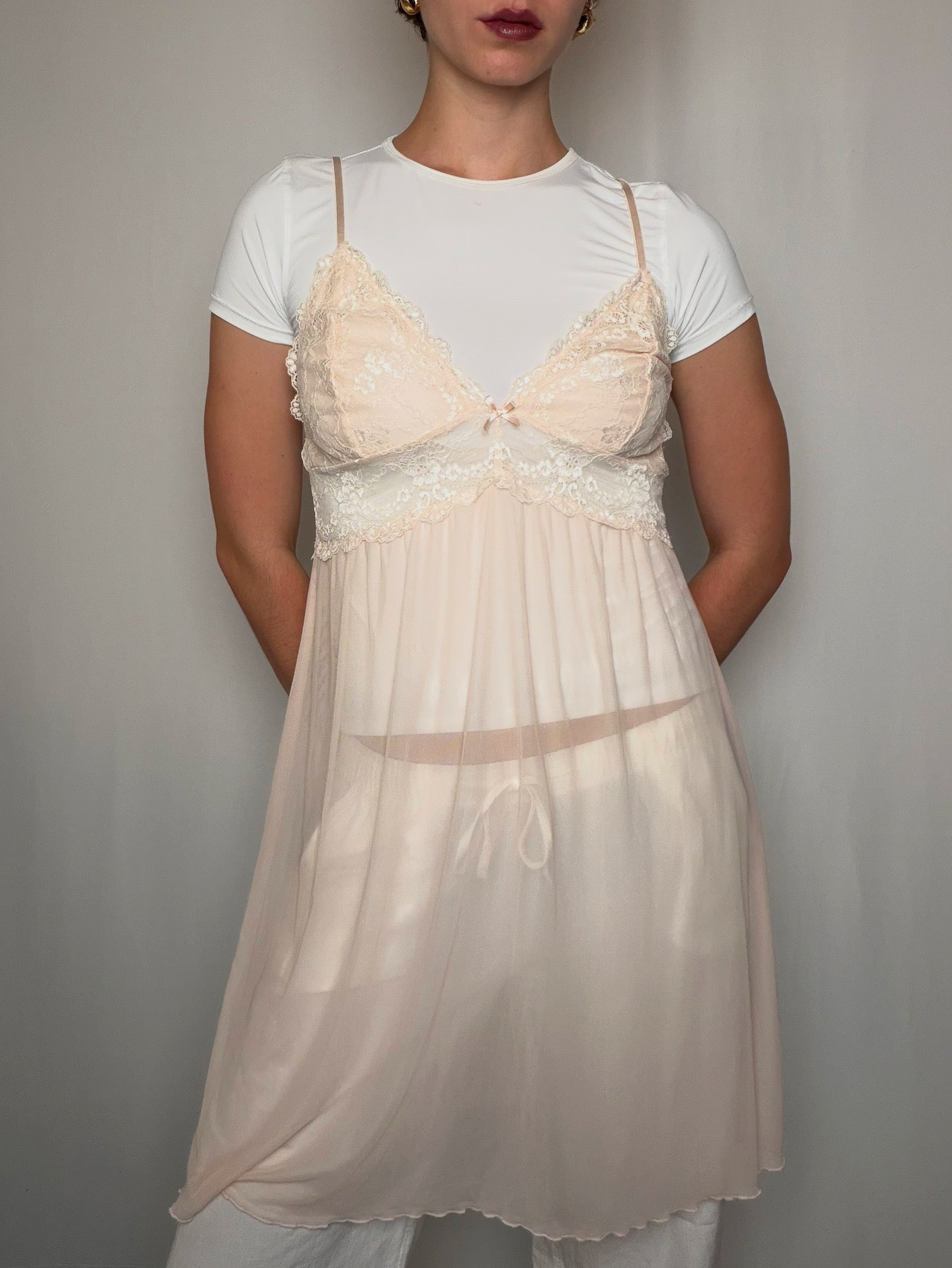 Top nuisette transparent nude M/L vintage