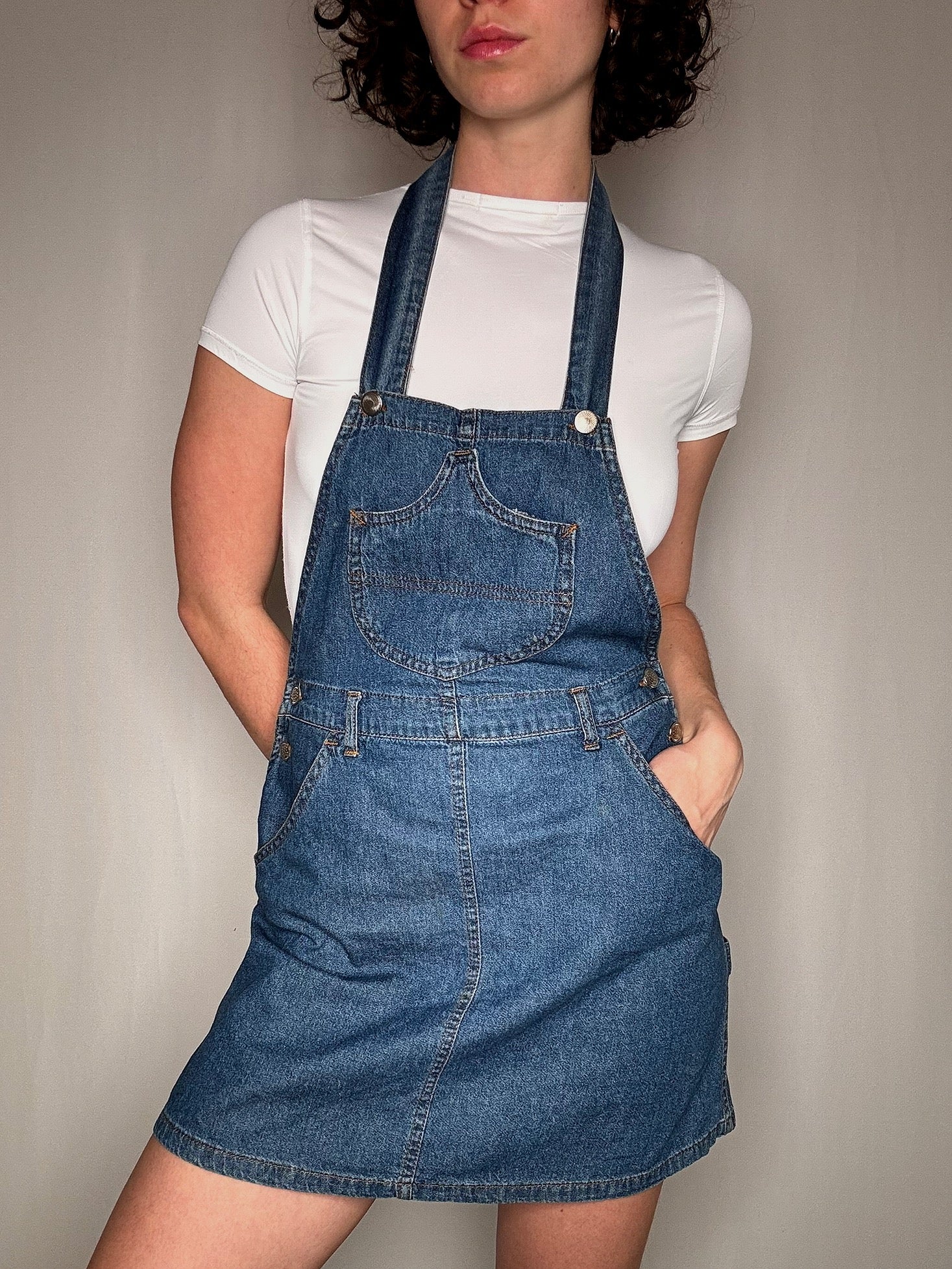 Robe salopette en denim dos nu S vintage