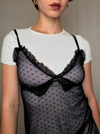 Top nuisette transparent noir S/M vintage