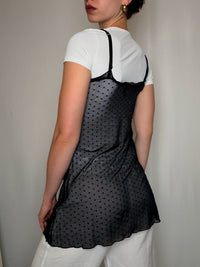 Top nuisette transparent noir S/M vintage