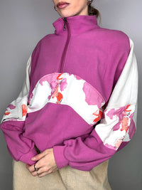 Vintage XL pink graphic zip-neck fleece