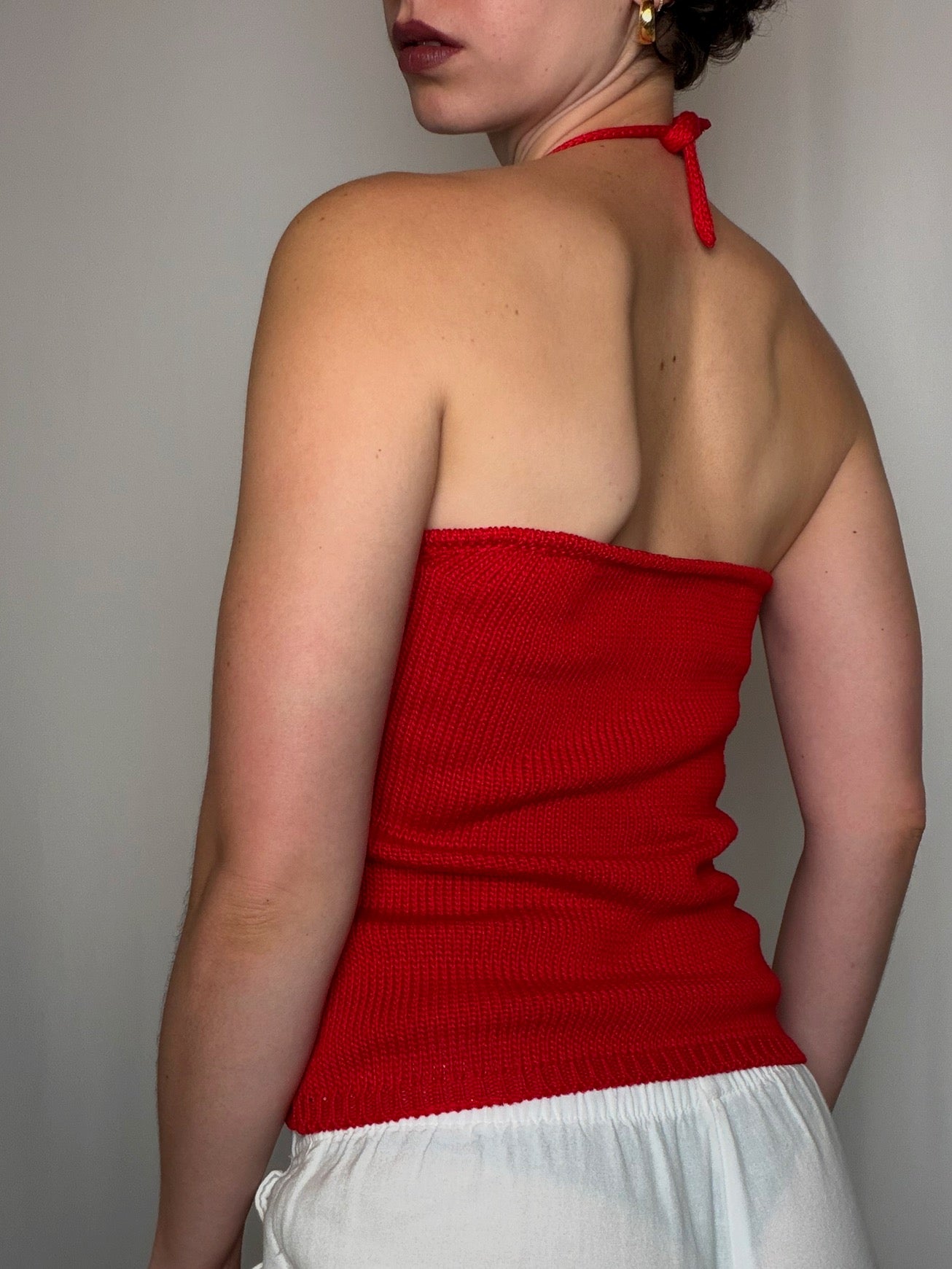 Top rouge façon crochet S vintage