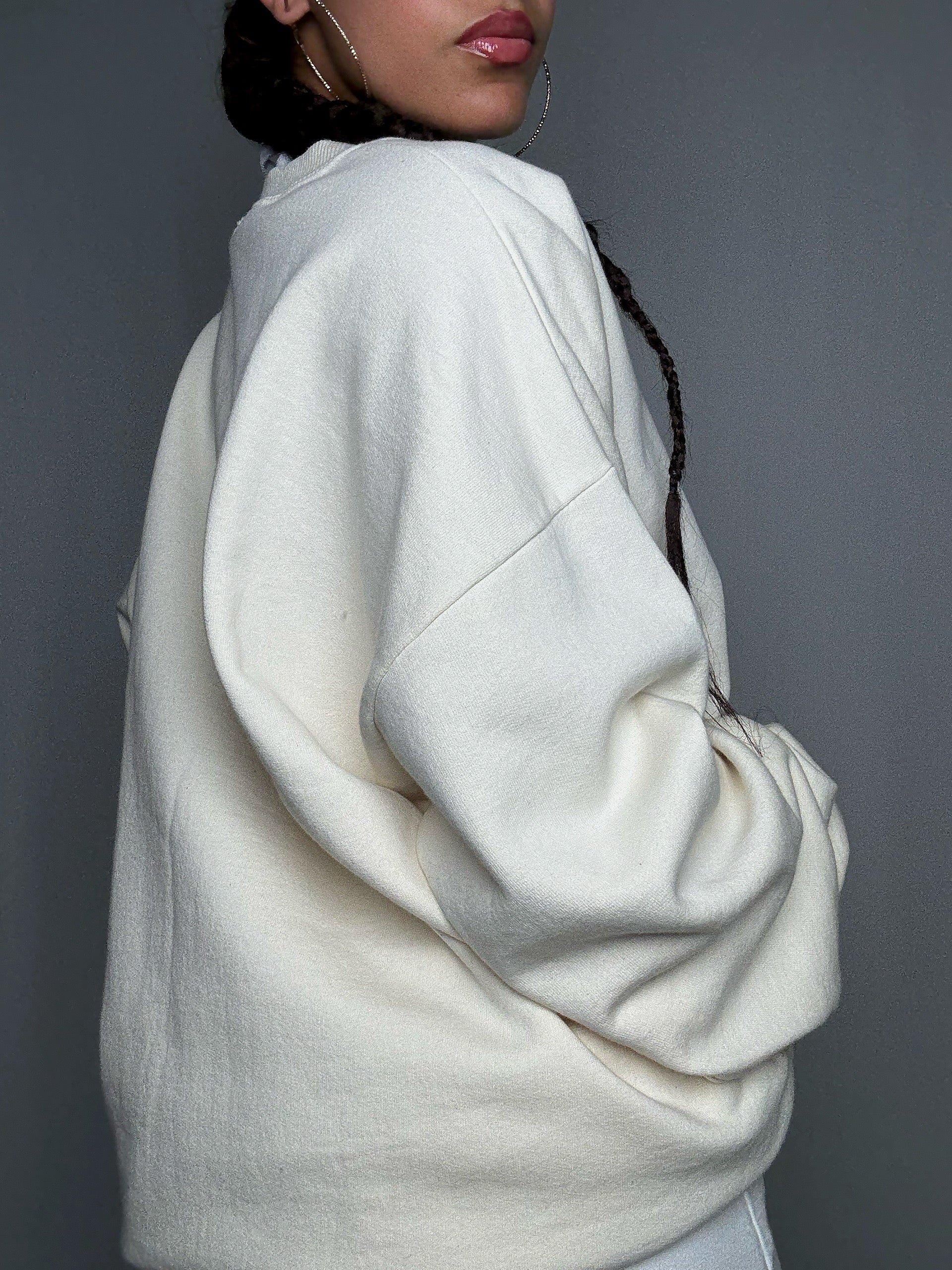 Sweat brodé crème XL vintage