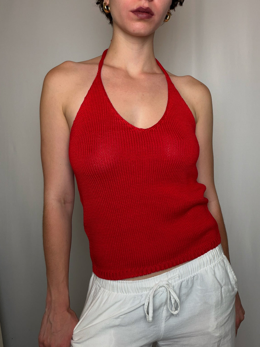 Top rouge façon crochet S vintage