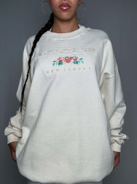 Sweat brodé crème XL vintage