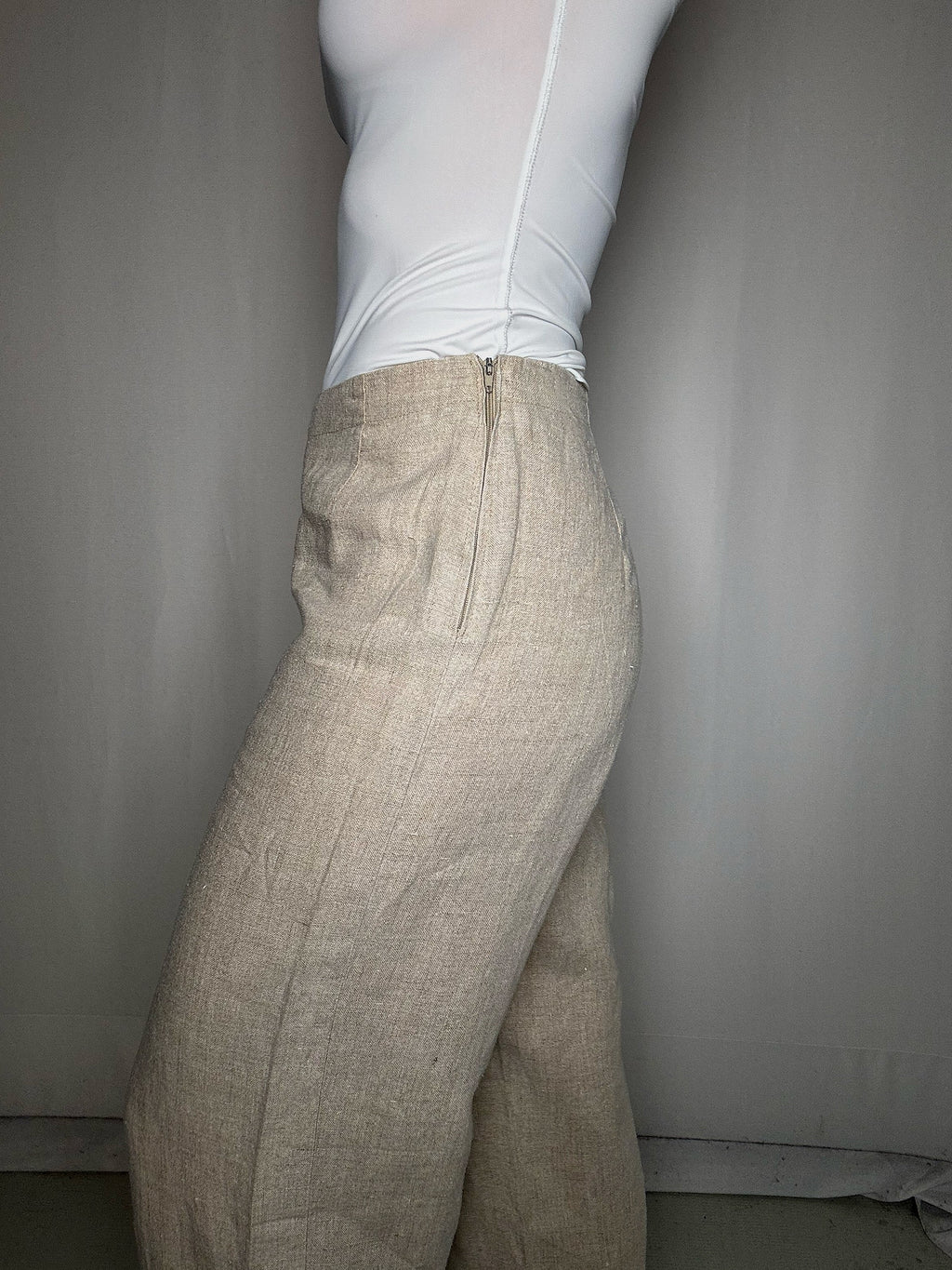 Pantalon en daim beige avec détails S/M vintage