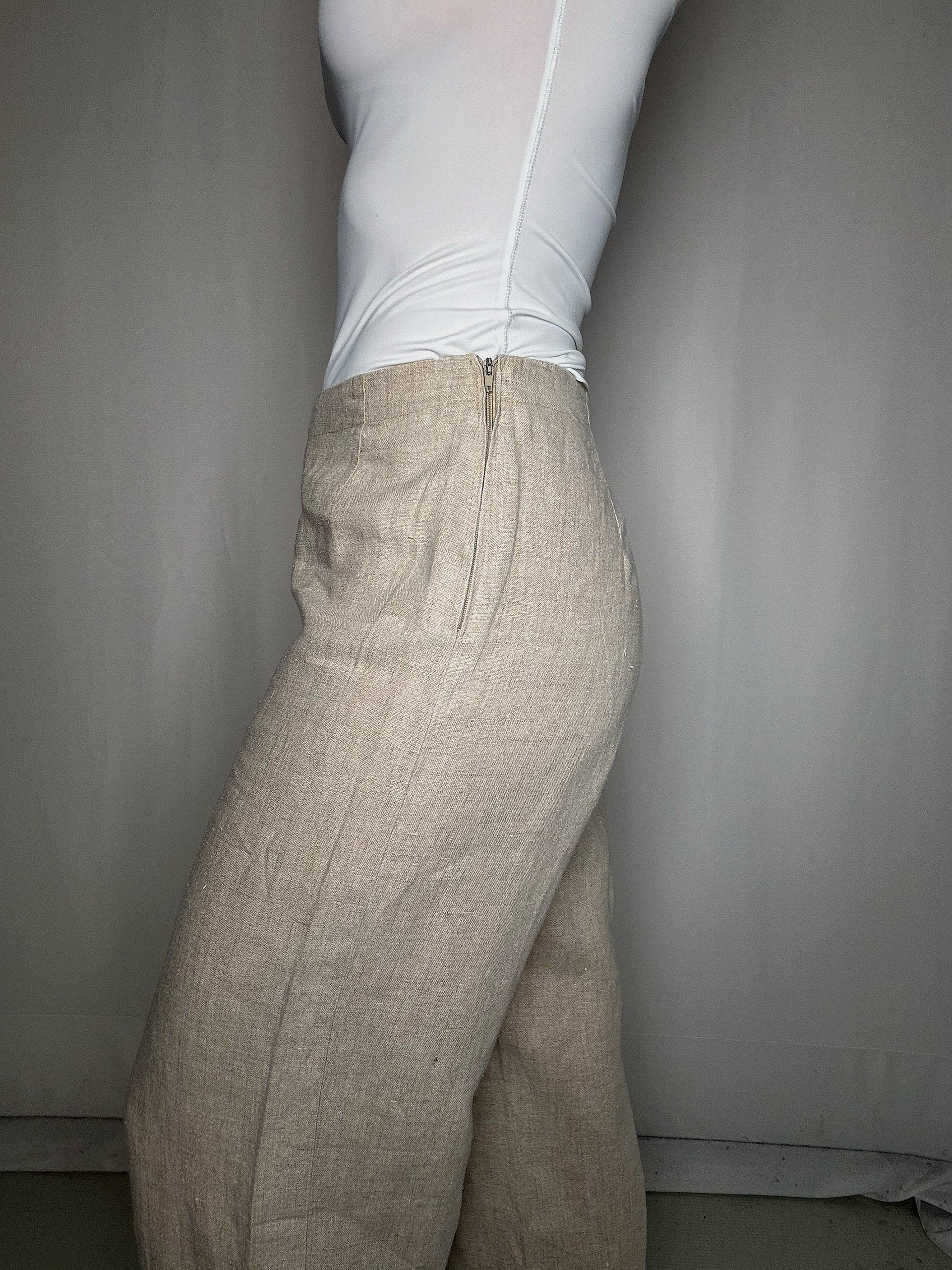 Pantalon en daim beige avec détails S/M vintage