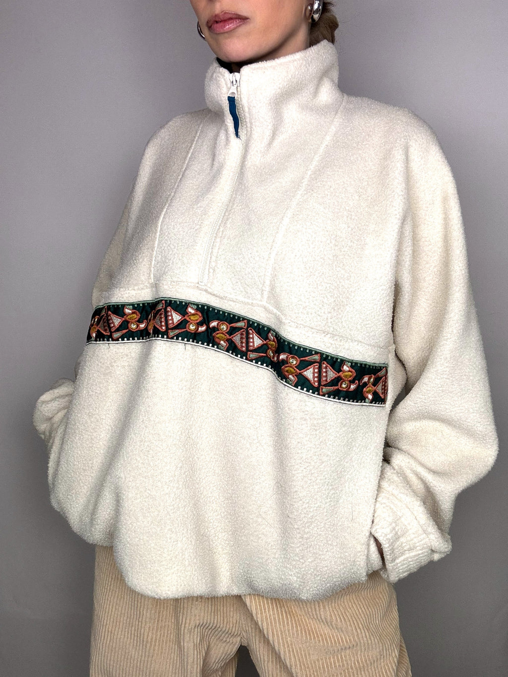 Vintage Cream M/L Thick Pocket Fleece