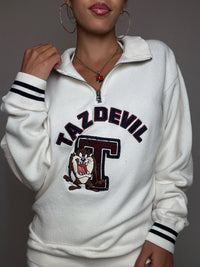 Sweat brodé crème Taz S/M vintage