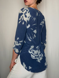 Tunique fluide en soie bleue S vintage