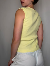 Top jaune côtelé Benetton M vintage