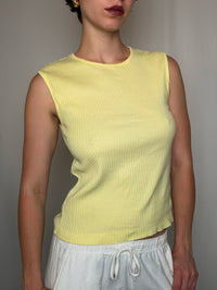 Top jaune côtelé Benetton M vintage