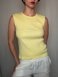 Top jaune côtelé Benetton M vintage