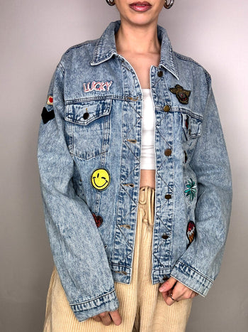 Veste en denim avec patch L vintage