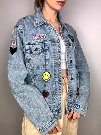 Veste en denim avec patch L vintage